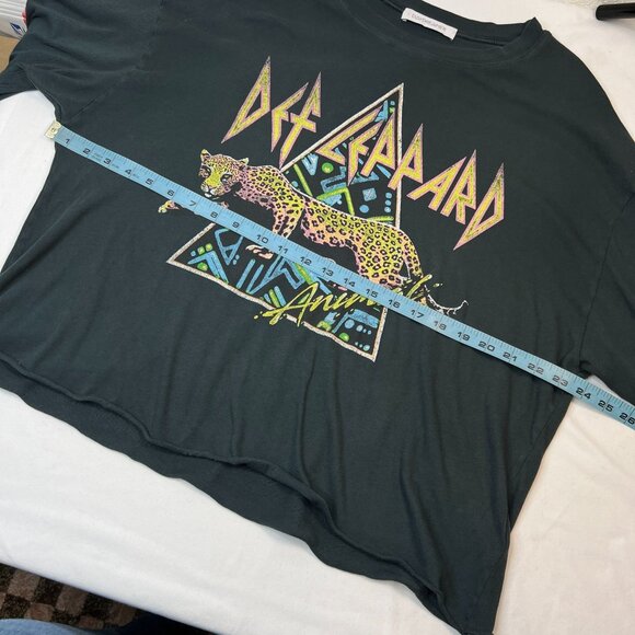 Daydreamer Def Leppard Cropped Top Long Sleeve Tee Black Leopard Large - Picture 6 of 10